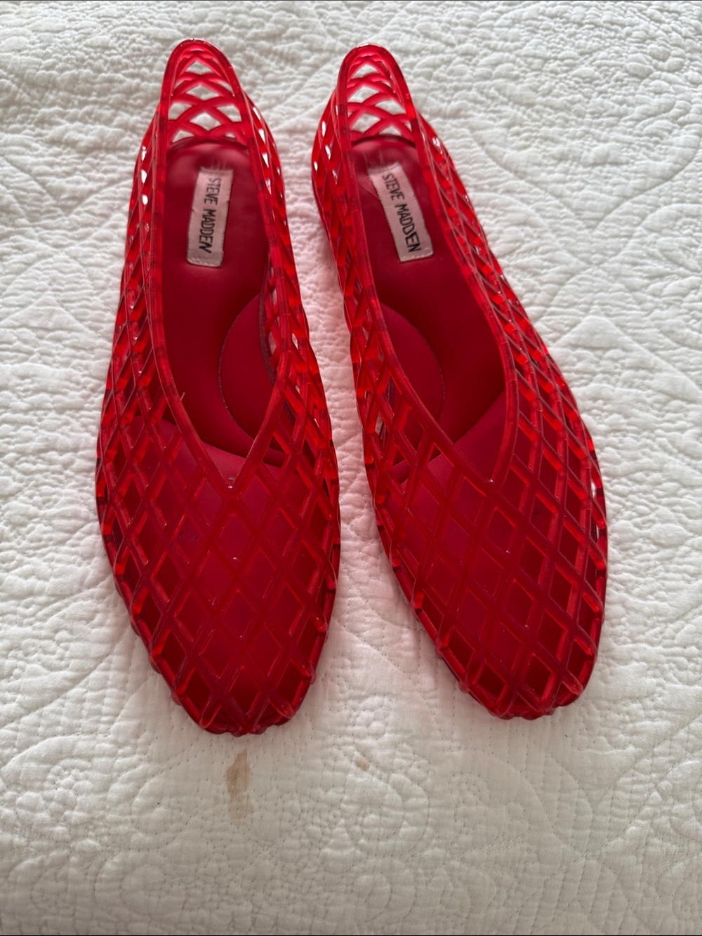 Steve Madden Bright Red Lattice Slip-On Flats